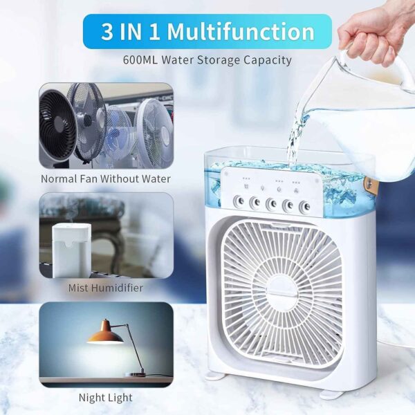 3-in-1 Mini Air Cooler with Humidifier & Night Light - Image 2