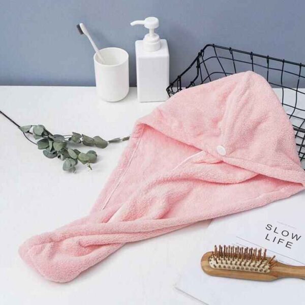 Microfiber Hair Drying Towel Wrap – Quick Dry & Button Lock | Soft & Lightweight - Image 2