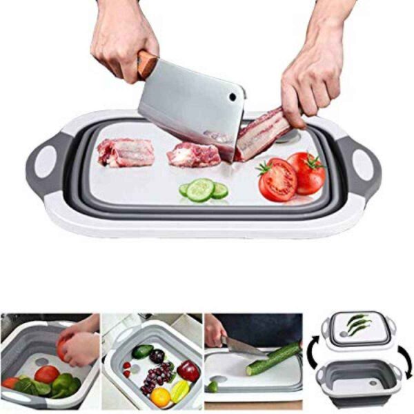3-in-1 Multifunction Collapsible Cutting Board – Dish Tub, Drain Basket & Vegetable Basin - Image 2
